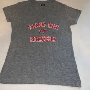 NFL Tampa bay buccaneers football gray v neck short sleeve tee T-shirt  large